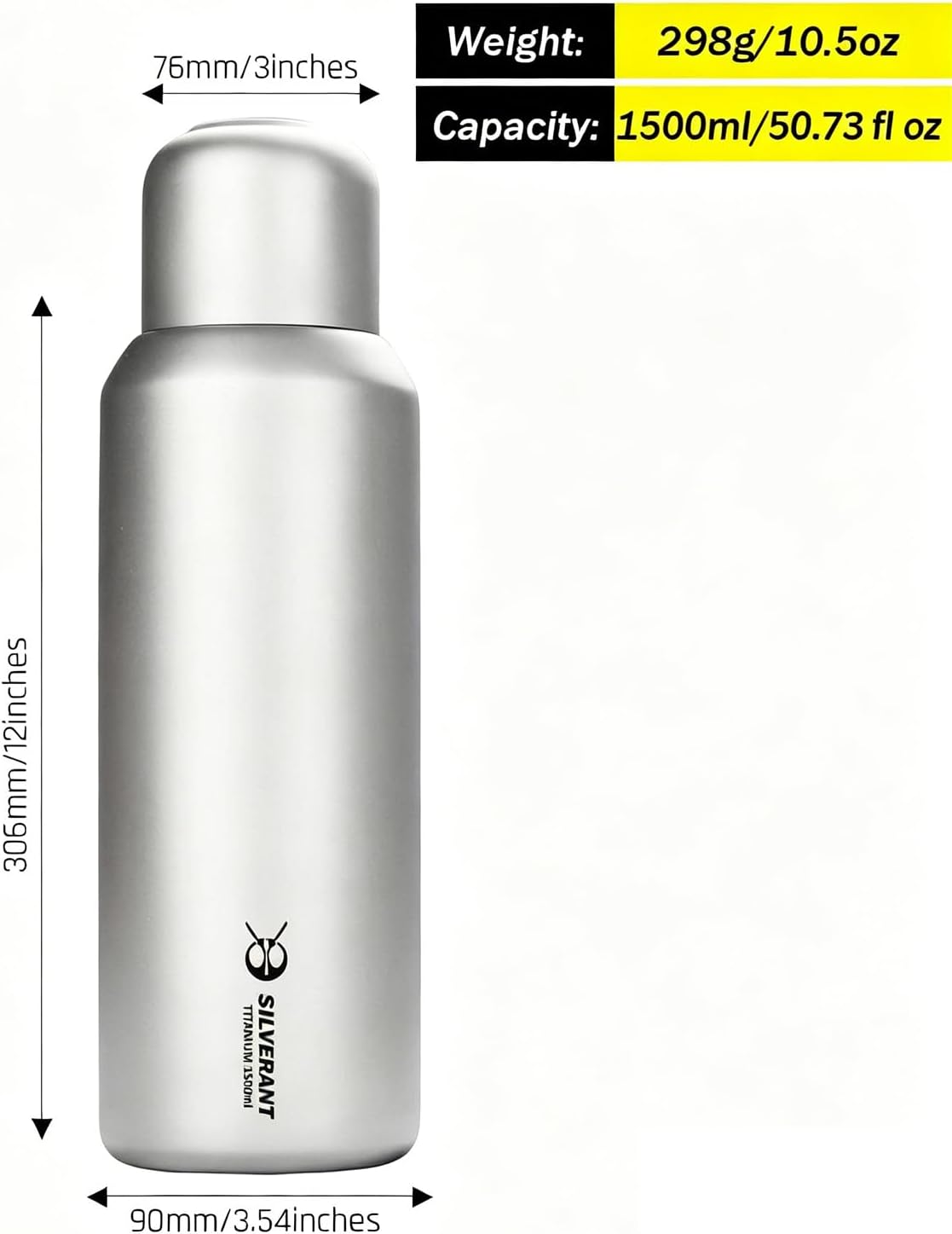 SILVERANT Titanium Bottle Leakproof Outdoor Camping Hiking Sports Water Bottle with Insulating Thermal Sleeve and Clip Loop Cap