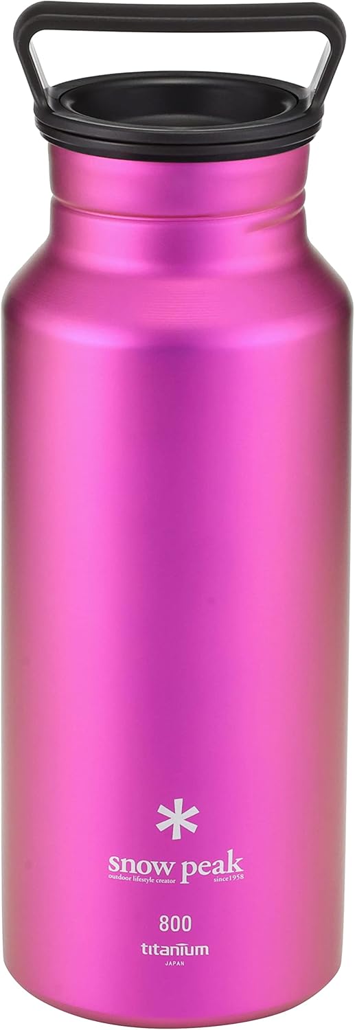 Snow Peak Titanium Aurora Bottle, Durable, Lightweight, Camping, Hiking, Backpacking Water Bottle, Pink, 800ml