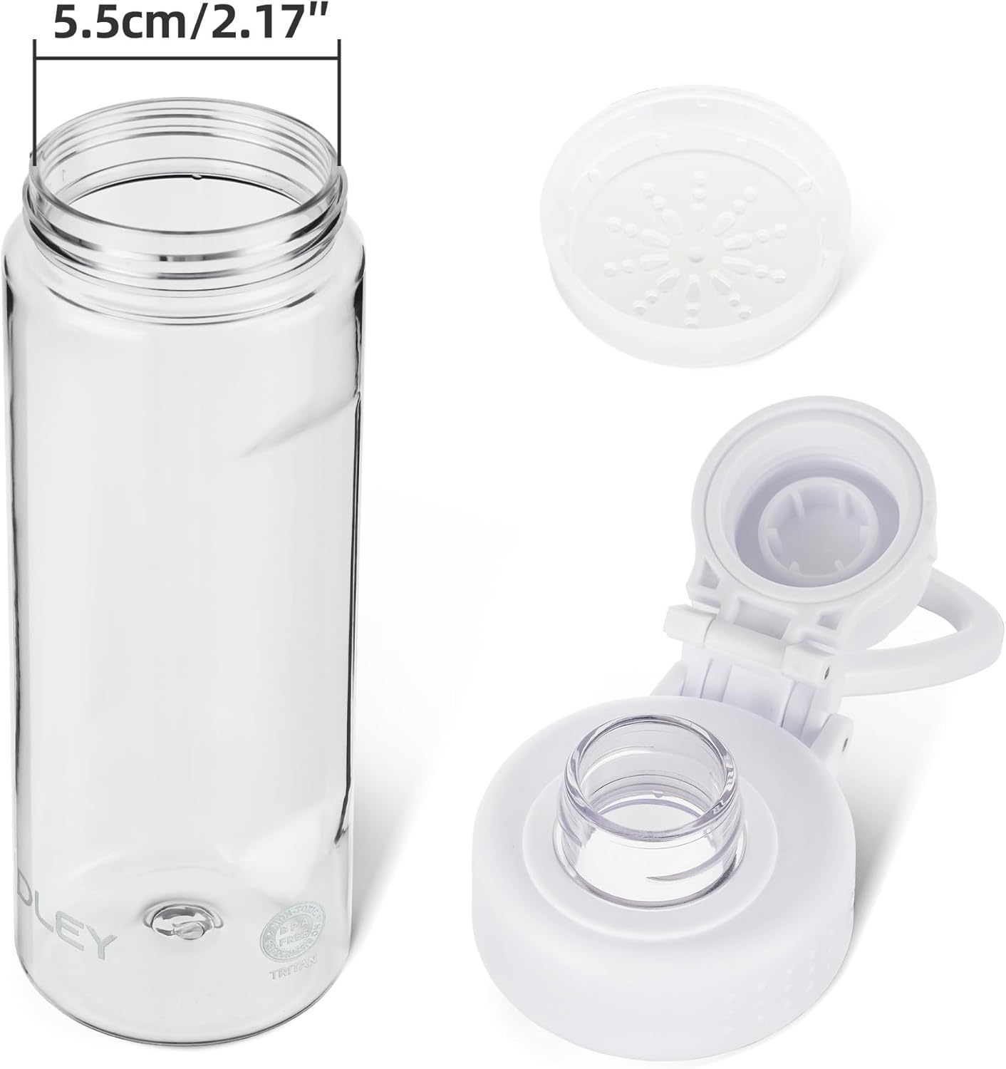 OLDLEY Water Bottles 20oz BPA Free Tritan Water Bottle with Carry Handle and Spout Lid, Leakproof Kids Water Bottle for Home,Travel, School, Outdoors, Transparent