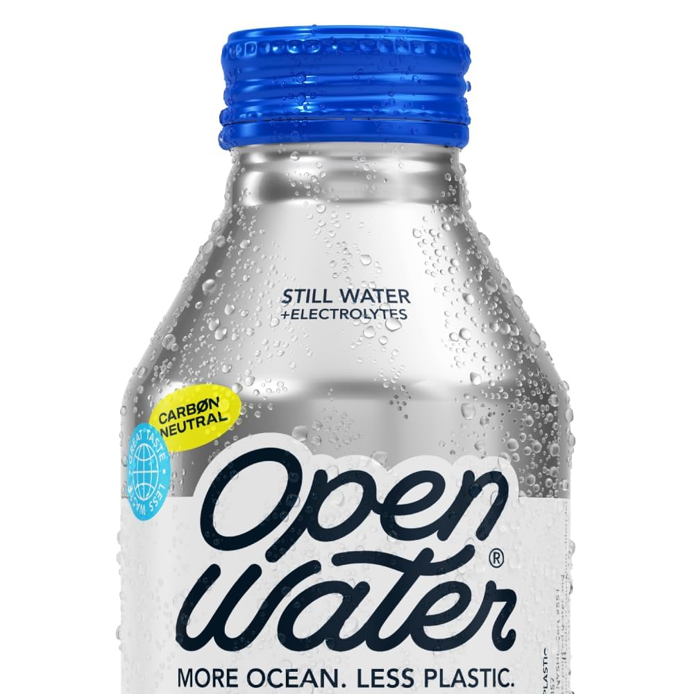 Open Water Still Bottled Water with Electrolytes in 16-oz Aluminum Bottles (6 Cases, 72 bottles - Still) | BPA-free and Eco friendly