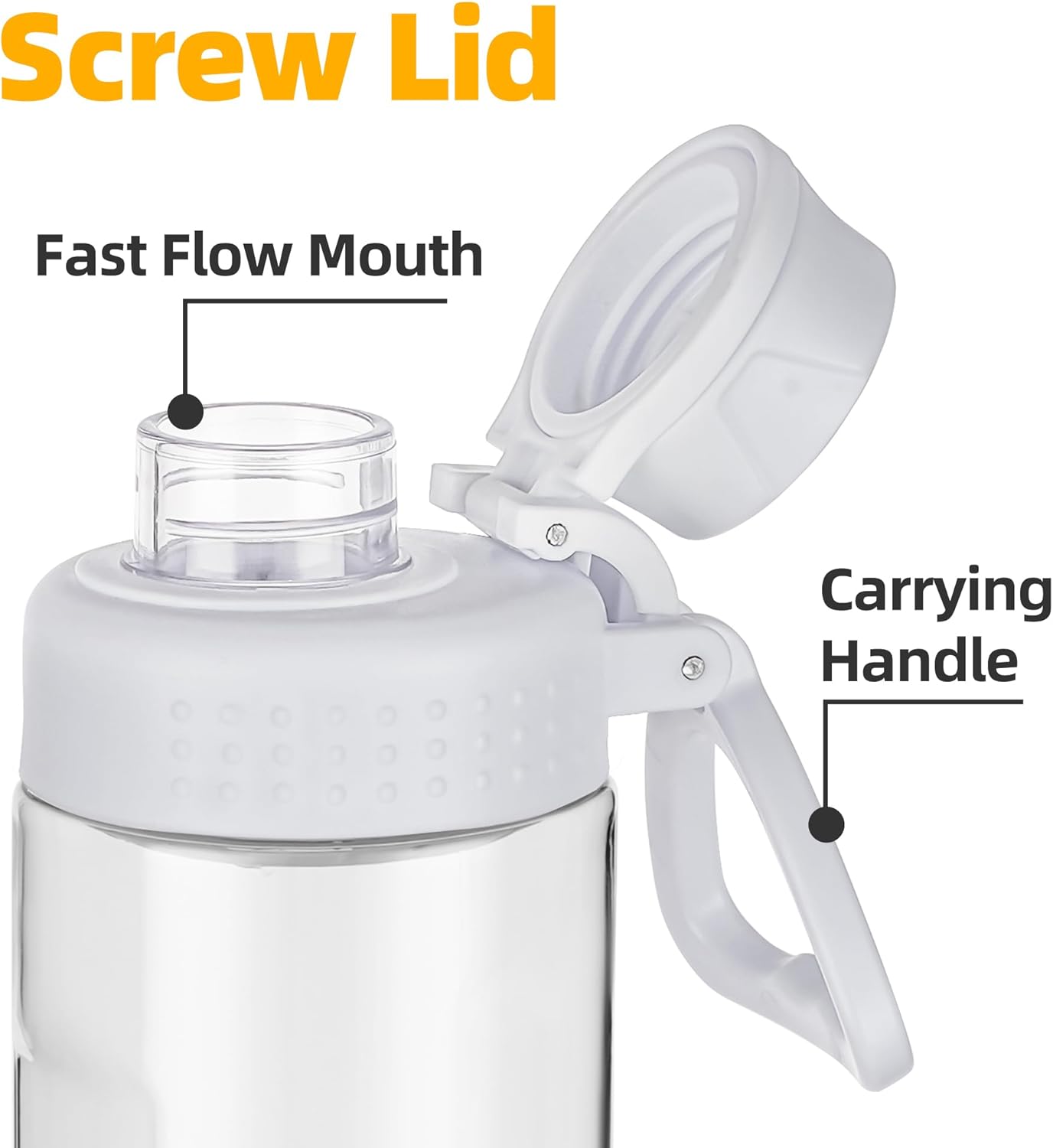 OLDLEY Water Bottles 20oz BPA Free Tritan Water Bottle with Carry Handle and Spout Lid, Leakproof Kids Water Bottle for Home,Travel, School, Outdoors, Transparent