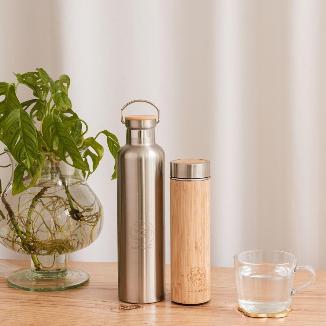 Leela Quantum H.E.A.L.360 Water Bottle – 1L Stainless Steel Bottle with Quantum Frequencies – Structured Water Bottle for Vitality, Balance & Natural Energy – BPA-Free, Plastic-Free & Insulated