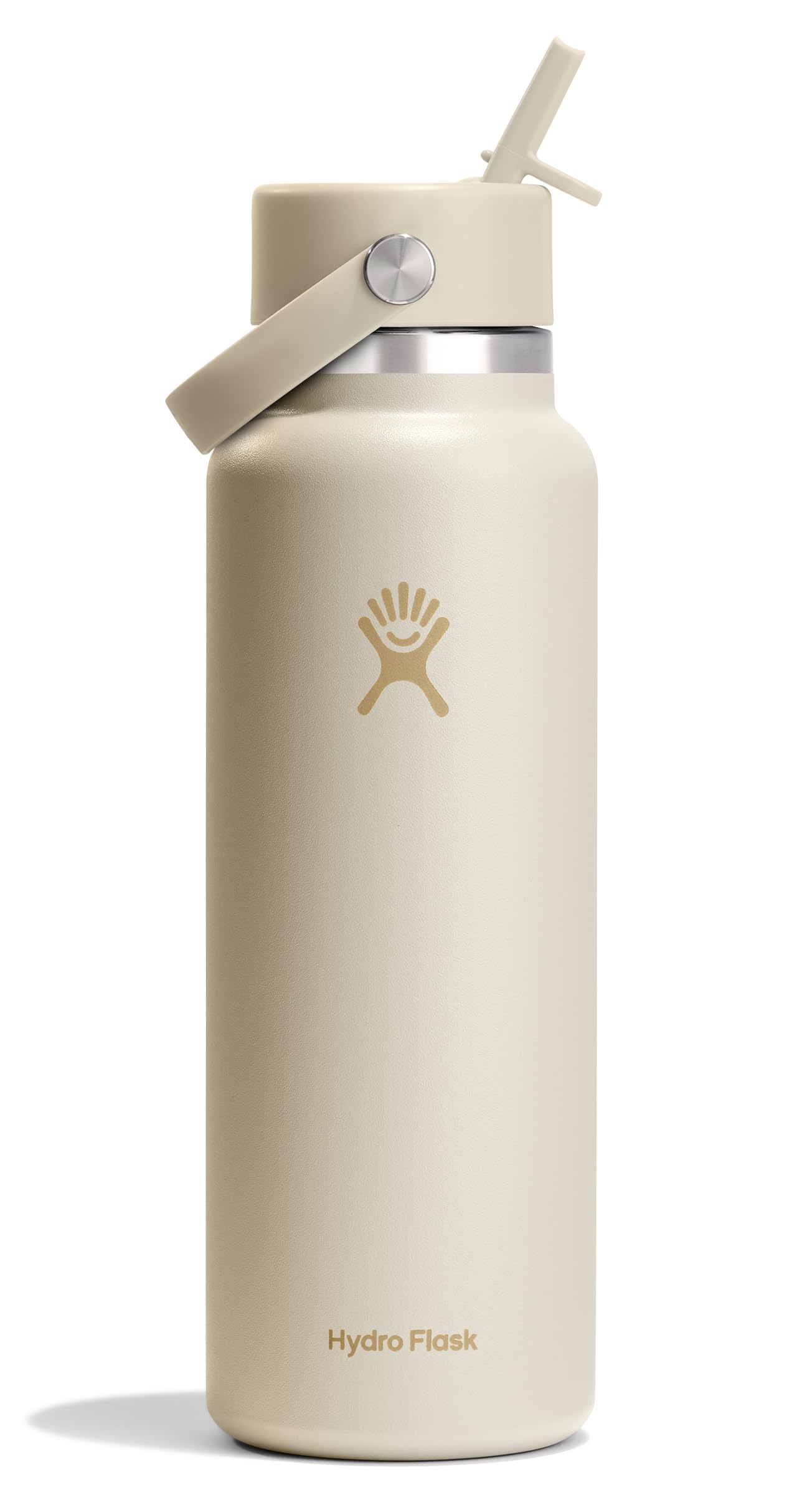 Hydro Flask Water Bottle - Insulated Stainless Steel - Wide Mouth Flex Straw Lid, Non Spill, Leakproof and Refillable in 64 Oz Tonal Agave