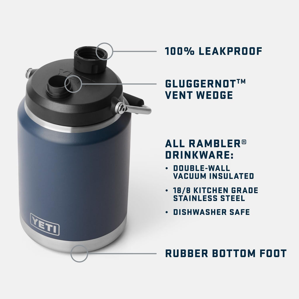 YETI Rambler Half Gallon Jug 2.0, Vacuum Insulated, Leakproof, Stainless Steel with MagCap, Black
