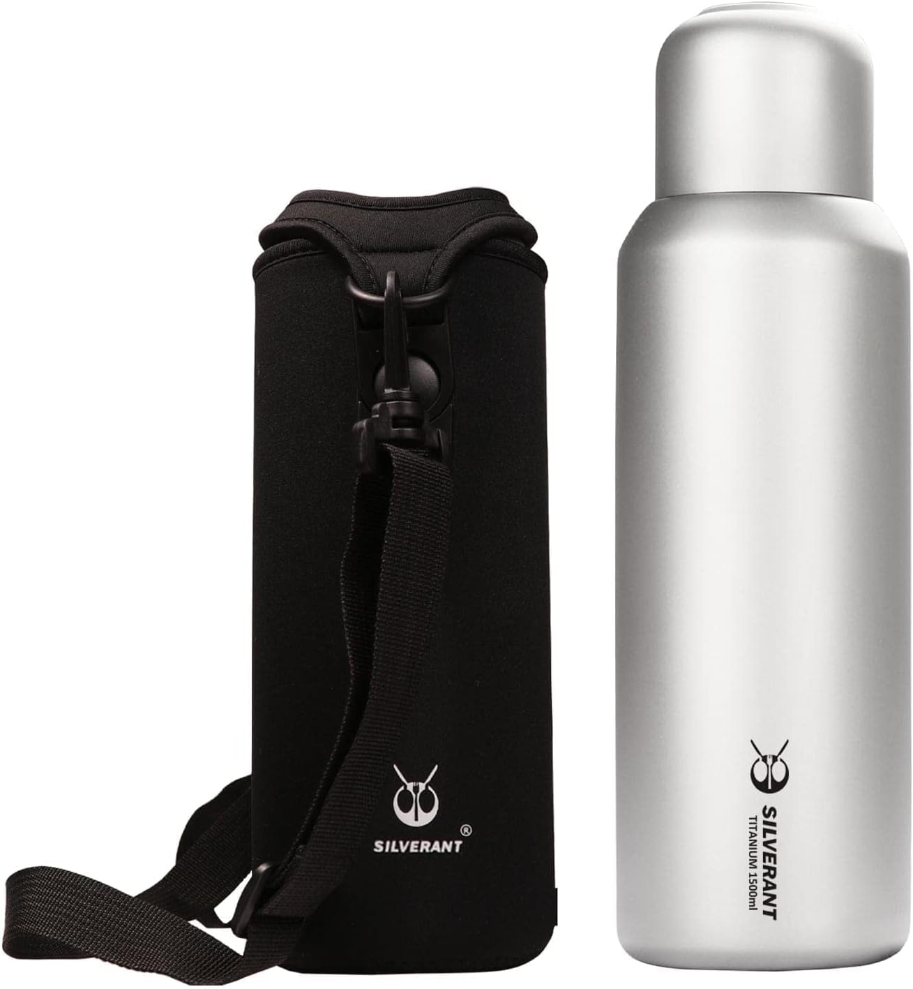 SILVERANT Titanium Bottle Leakproof Outdoor Camping Hiking Sports Water Bottle with Insulating Thermal Sleeve and Clip Loop Cap