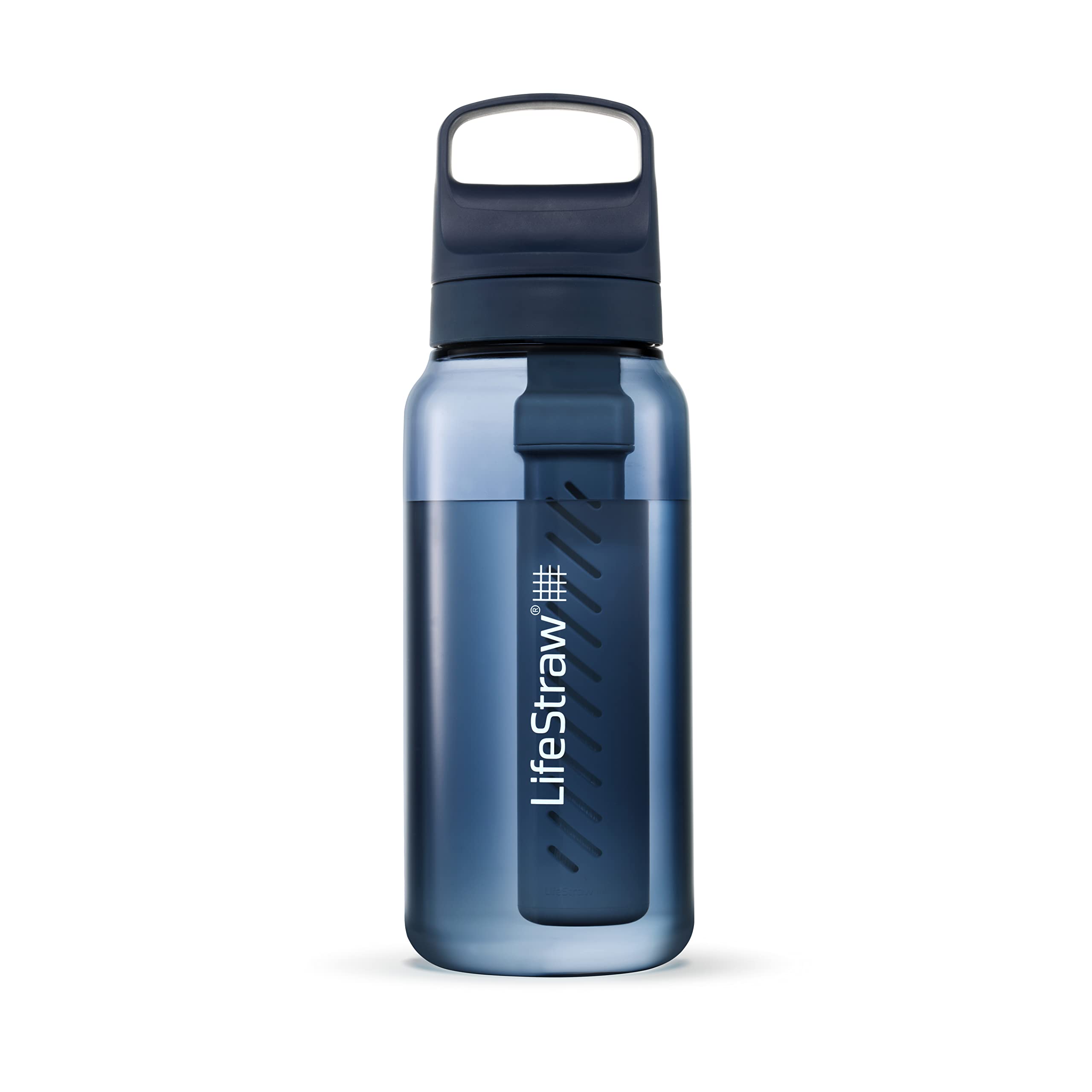 LifeStraw Go Series – BPA-Free Water Filter Bottle for Travel and Everyday Use, Removes Bacteria, Parasites and Microplastics, Improves Taste, 1L 2-Pack Icelandic Blue and Aegean Sea