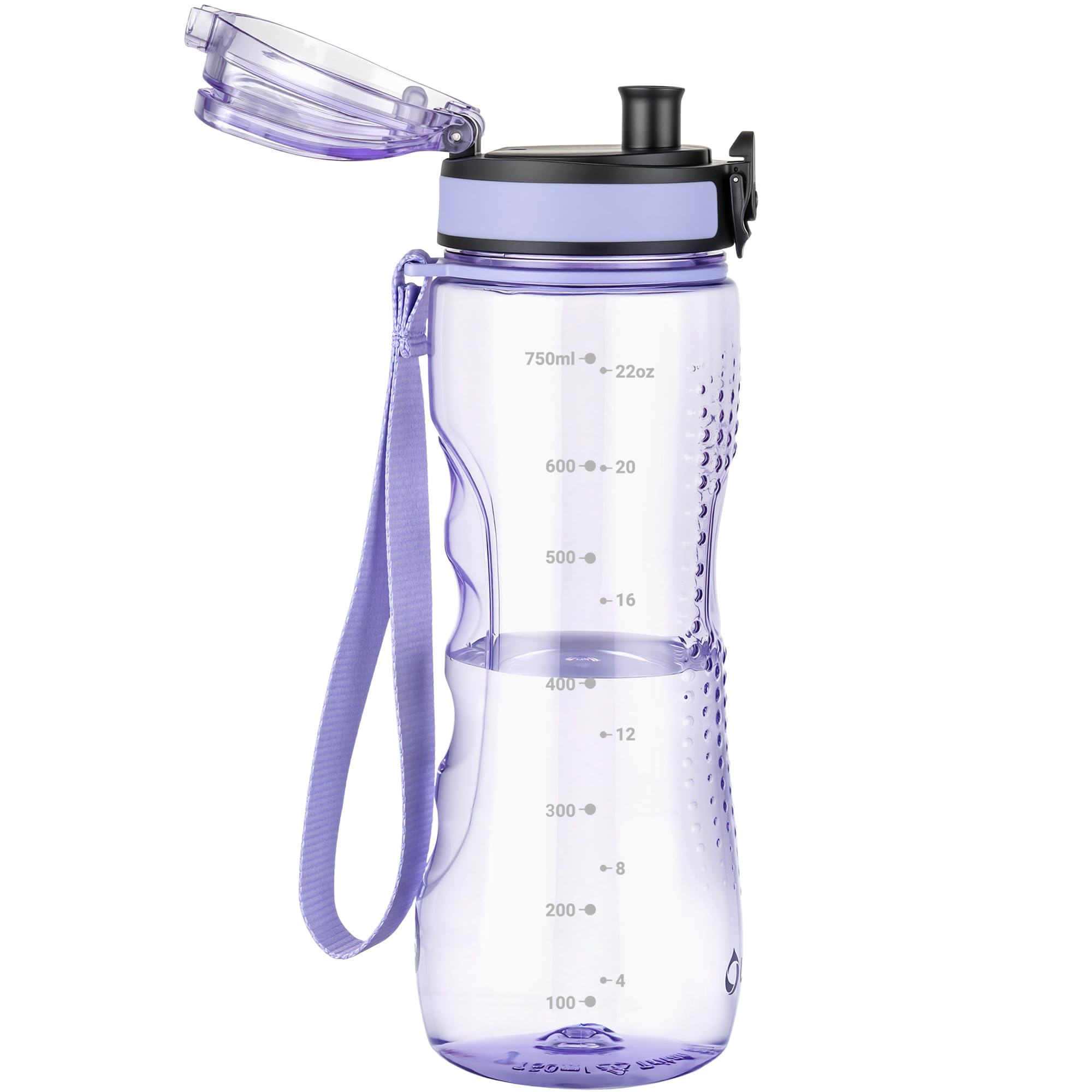 OLDLEY 32 oz Water Bottle, Motivational Water Bottle with Time Marker, Sports Water Bottle With Strap, Leakproof & BPA Free Large Water Bottles for School, Gym, Travel, Outdoor, Tritan, Transparent