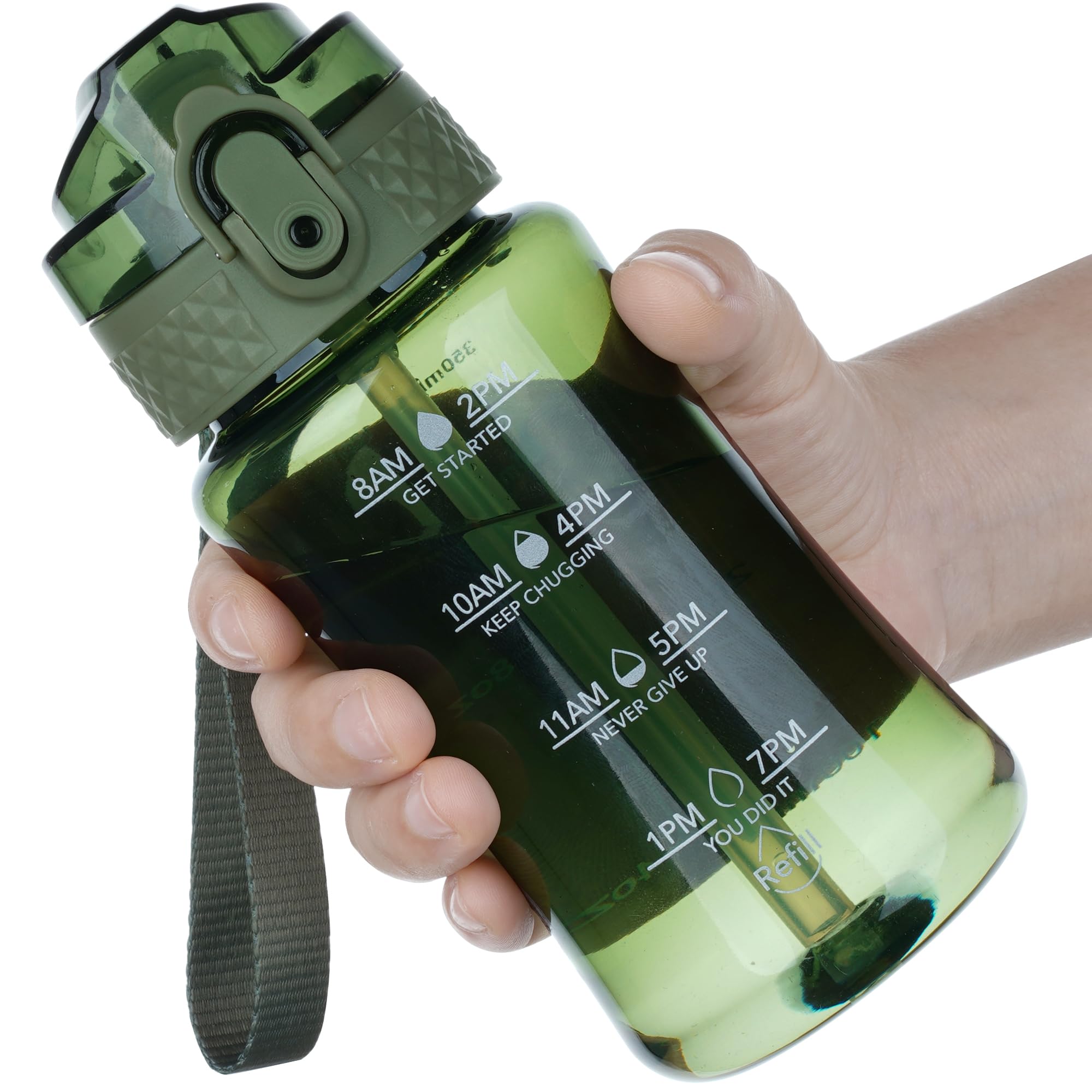 OLDLEY 12oz Kids Motivational Water Bottle, Silicone Straw, Leak-Proof Tritan BPA-Free, Reusable for School Girls & Boys, Clear