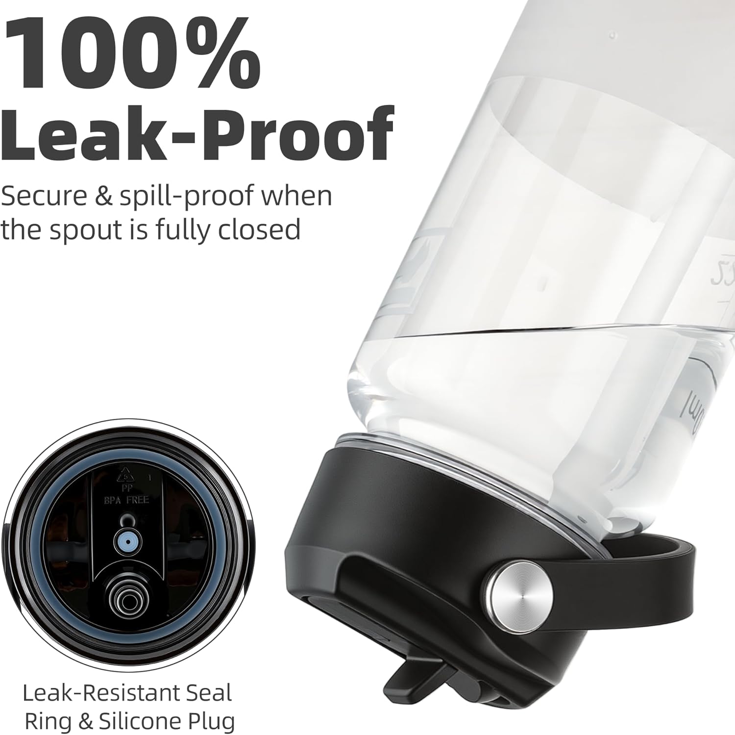 Fanhaw 32 oz Clear Water Bottle with Straw Lid - Tritan, BPA-Free, Lightweight, Wide Mouth, Leak-Proof, Perfect for Gym, Travel, School, Office, and Sports(Clear & Black)