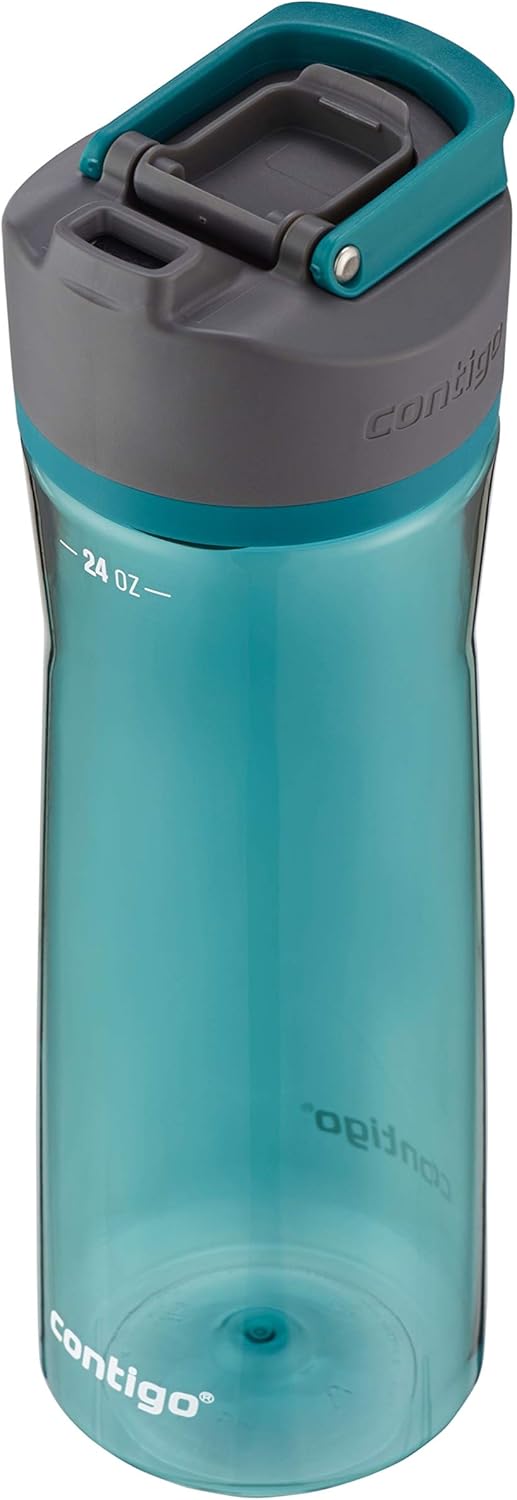 Contigo AUTOSEAL Cortland 24oz Water Bottle BPA-Free Plastic Spill Leak-Proof Lid and Carry Handle Dishwasher Safe Spirulina