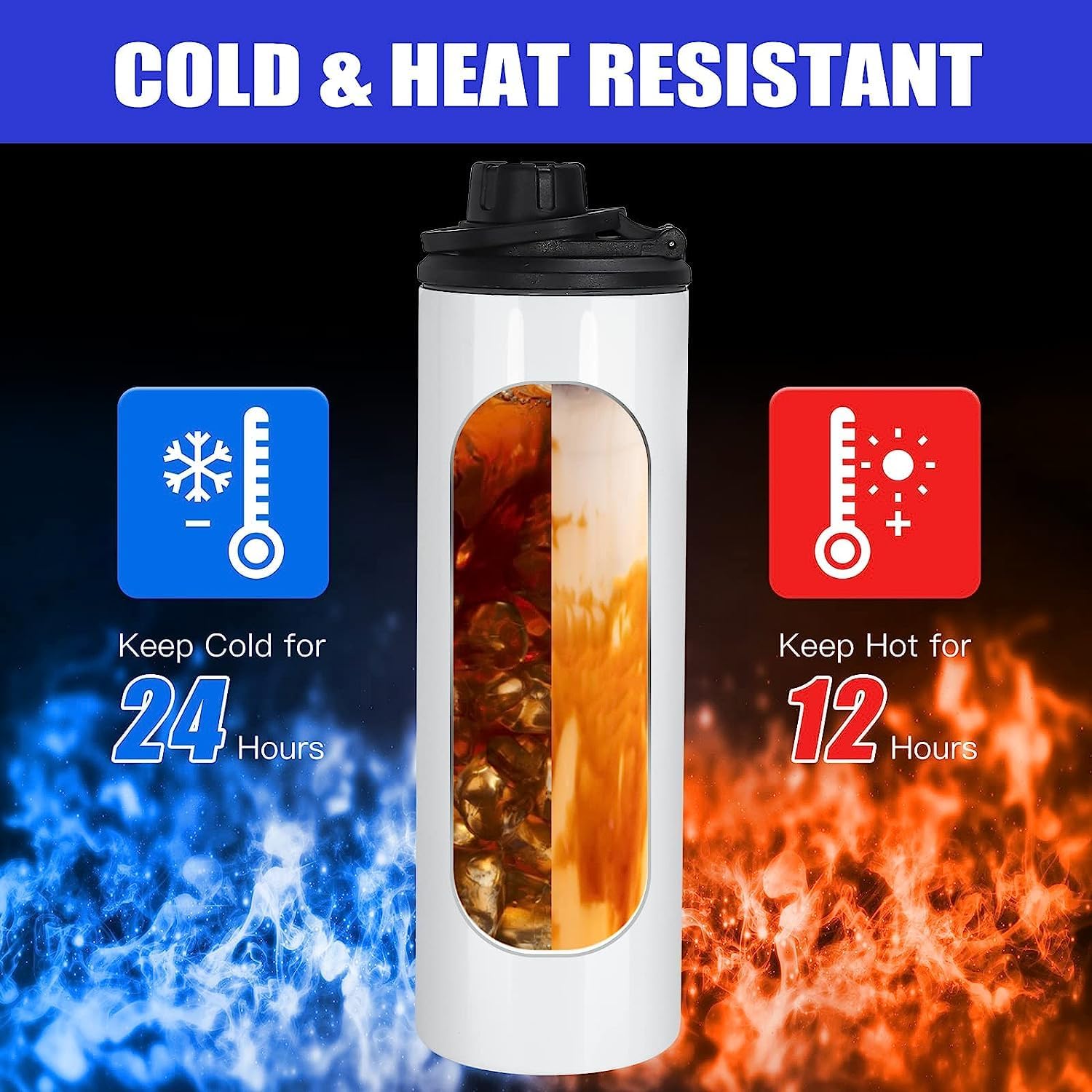 30 Pack Sublimation Water Bottle Blanks 20 oz Sublimation Sports Water Bottle with Handle Stainless Steel Sublimation Tumbler Blanks with Lids and Straws, Individually Box, White, DIY Gift