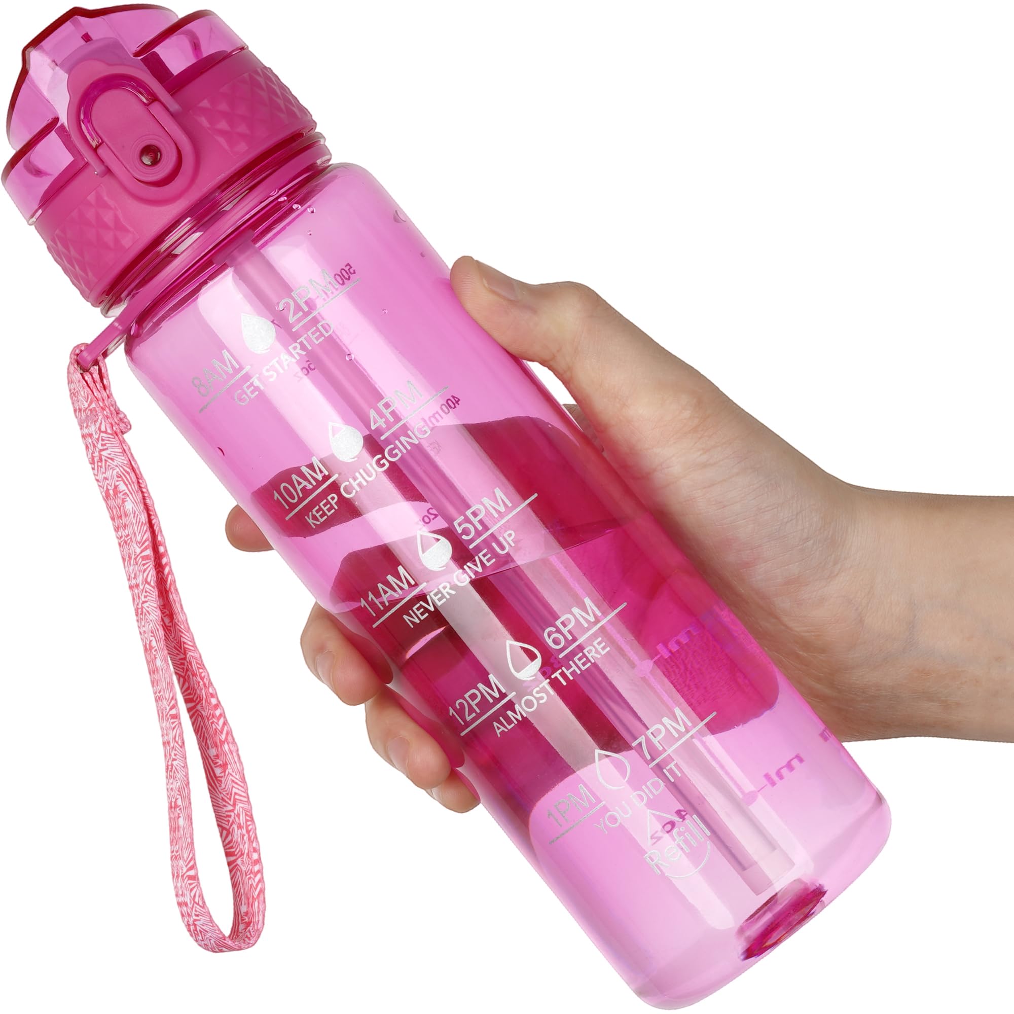 OLDLEY 12oz Kids Motivational Water Bottle, Silicone Straw, Leak-Proof Tritan BPA-Free, Reusable for School Girls & Boys, Clear