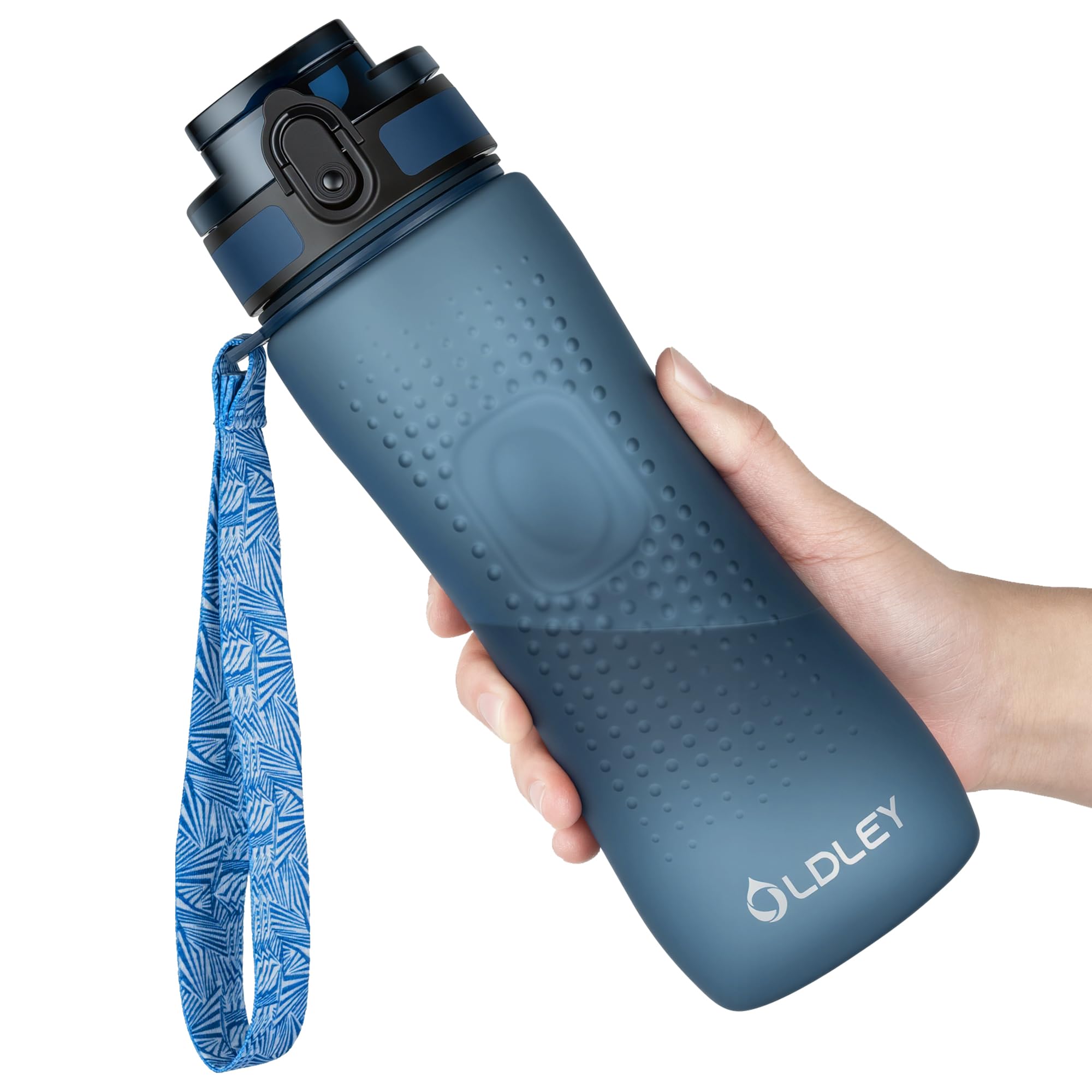 OLDLEY 32 oz Water Bottle, Motivational Water Bottle with Time Marker, Sports Water Bottle With Strap, Leakproof & BPA Free Large Water Bottles for School, Gym, Travel, Outdoor, Tritan, Transparent