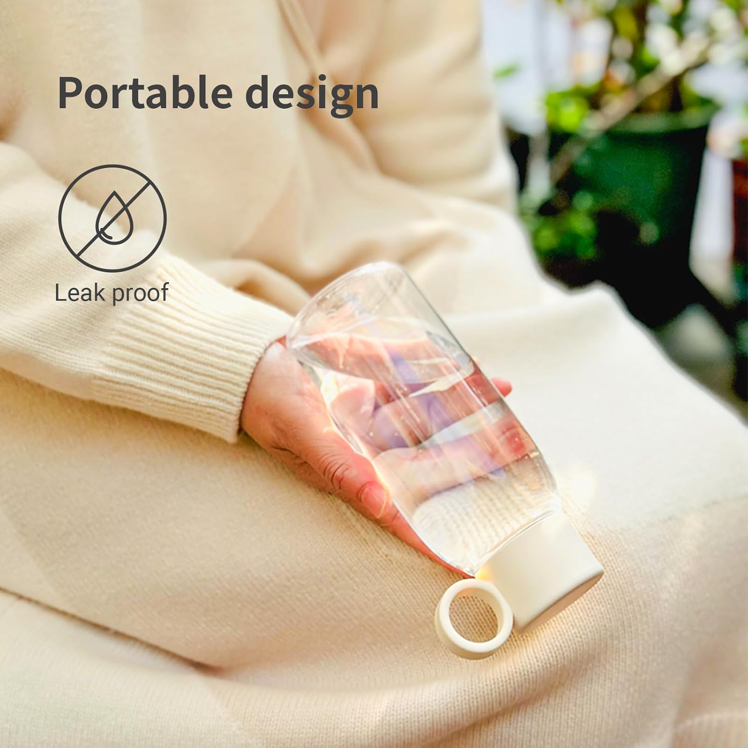 emoi 15oz Kids Water Bottle, Clear Reusable Leak Proof BPA-Free Water Bottles for Boys Girls Men Women Ideal Size for School Travel Hiking Gym Office Ideal for Daily Hydration/White