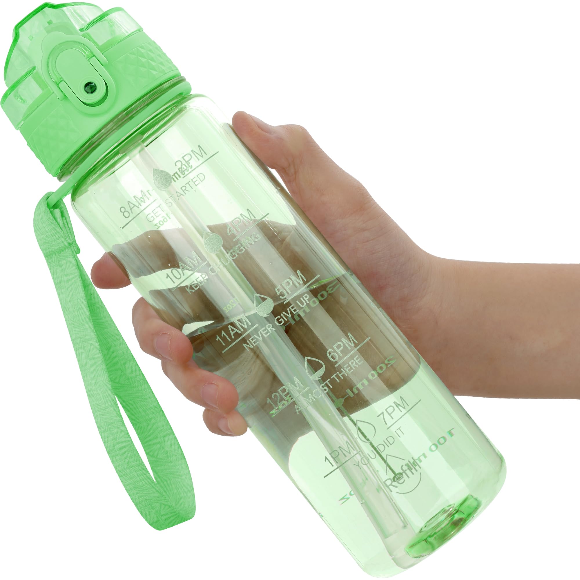 OLDLEY 12oz Kids Motivational Water Bottle, Silicone Straw, Leak-Proof Tritan BPA-Free, Reusable for School Girls & Boys, Clear