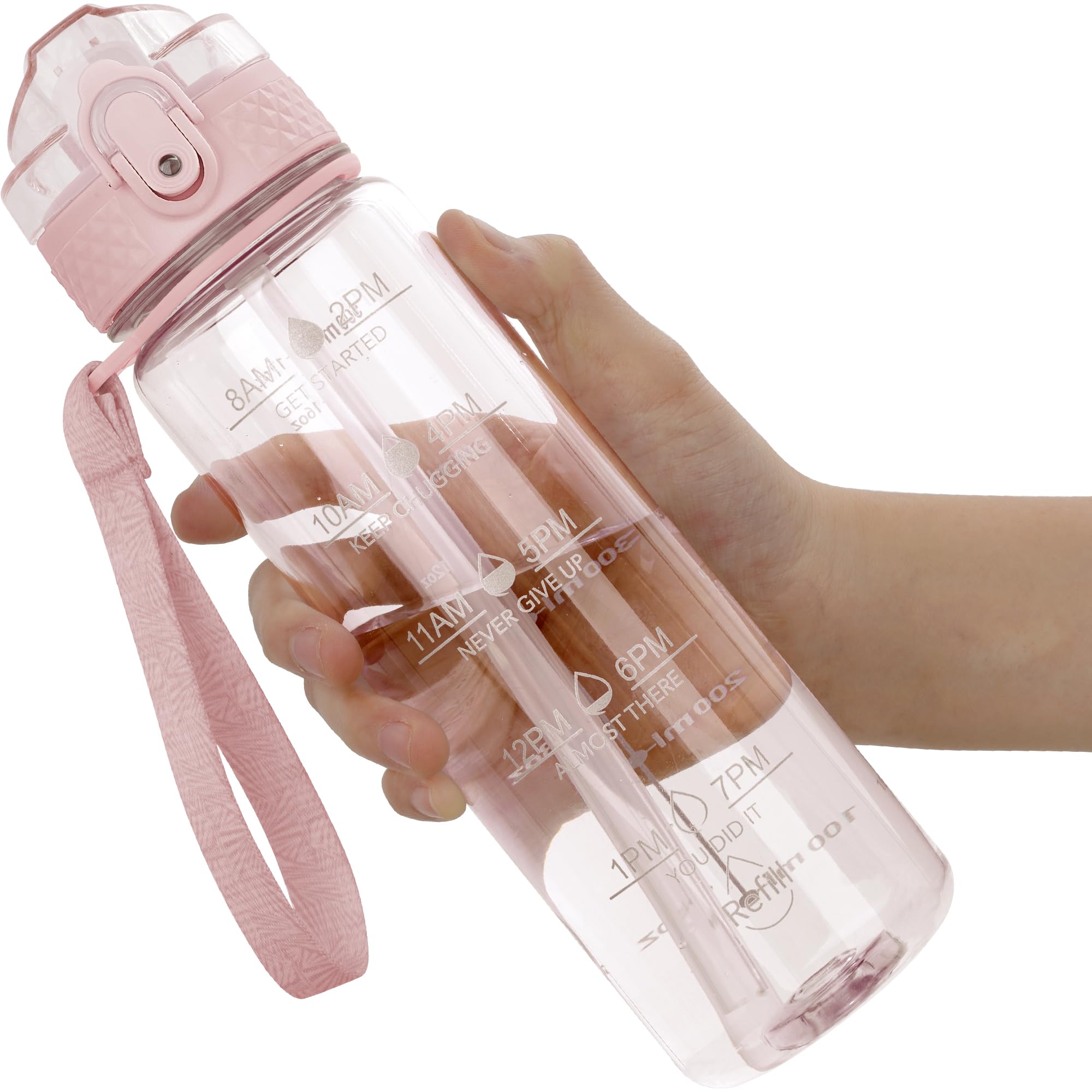 OLDLEY 12oz Kids Motivational Water Bottle, Silicone Straw, Leak-Proof Tritan BPA-Free, Reusable for School Girls & Boys, Clear