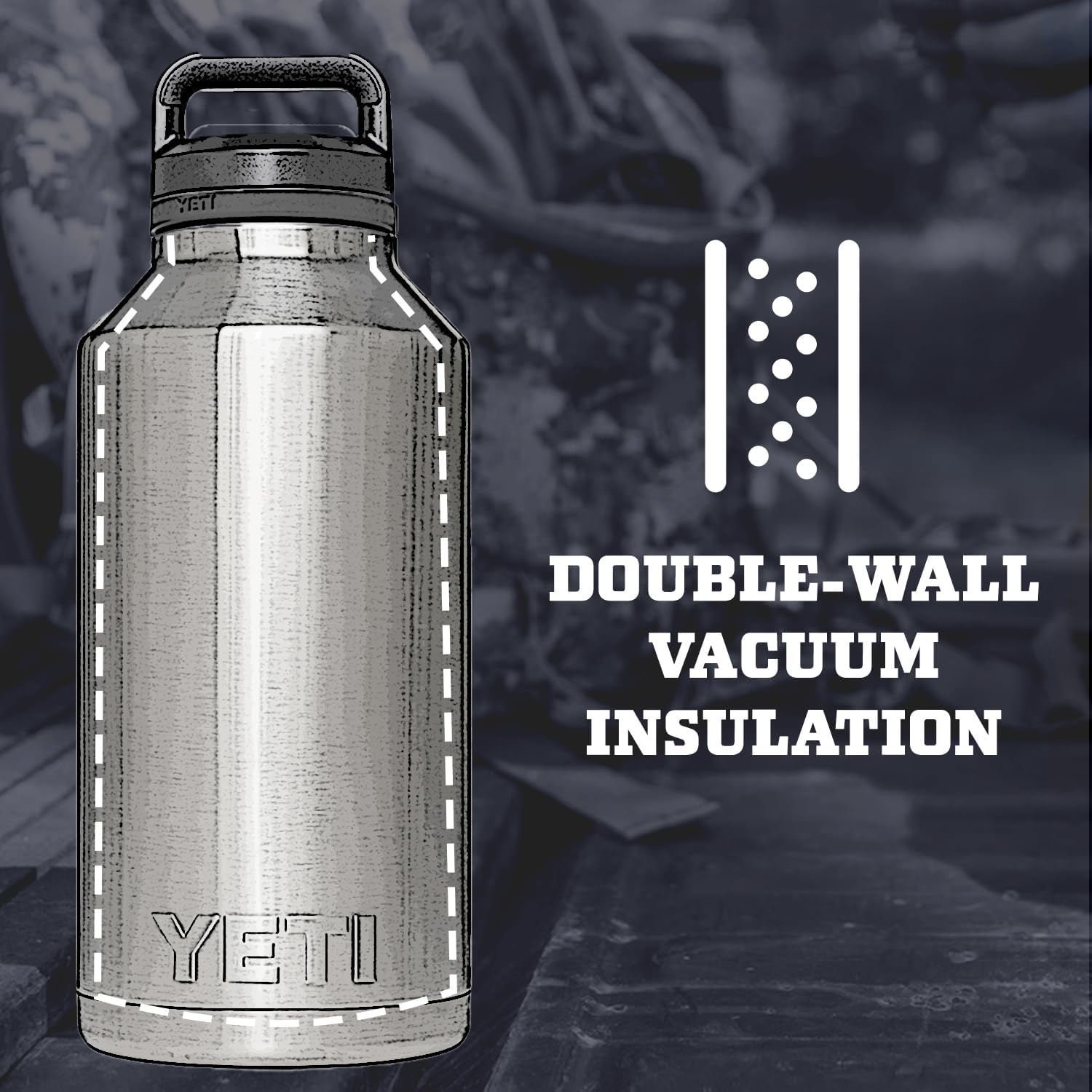 YETI Rambler 64 oz Bottle, Vacuum Insulated, Leakproof, Stainless Steel with Chug Cap, Black