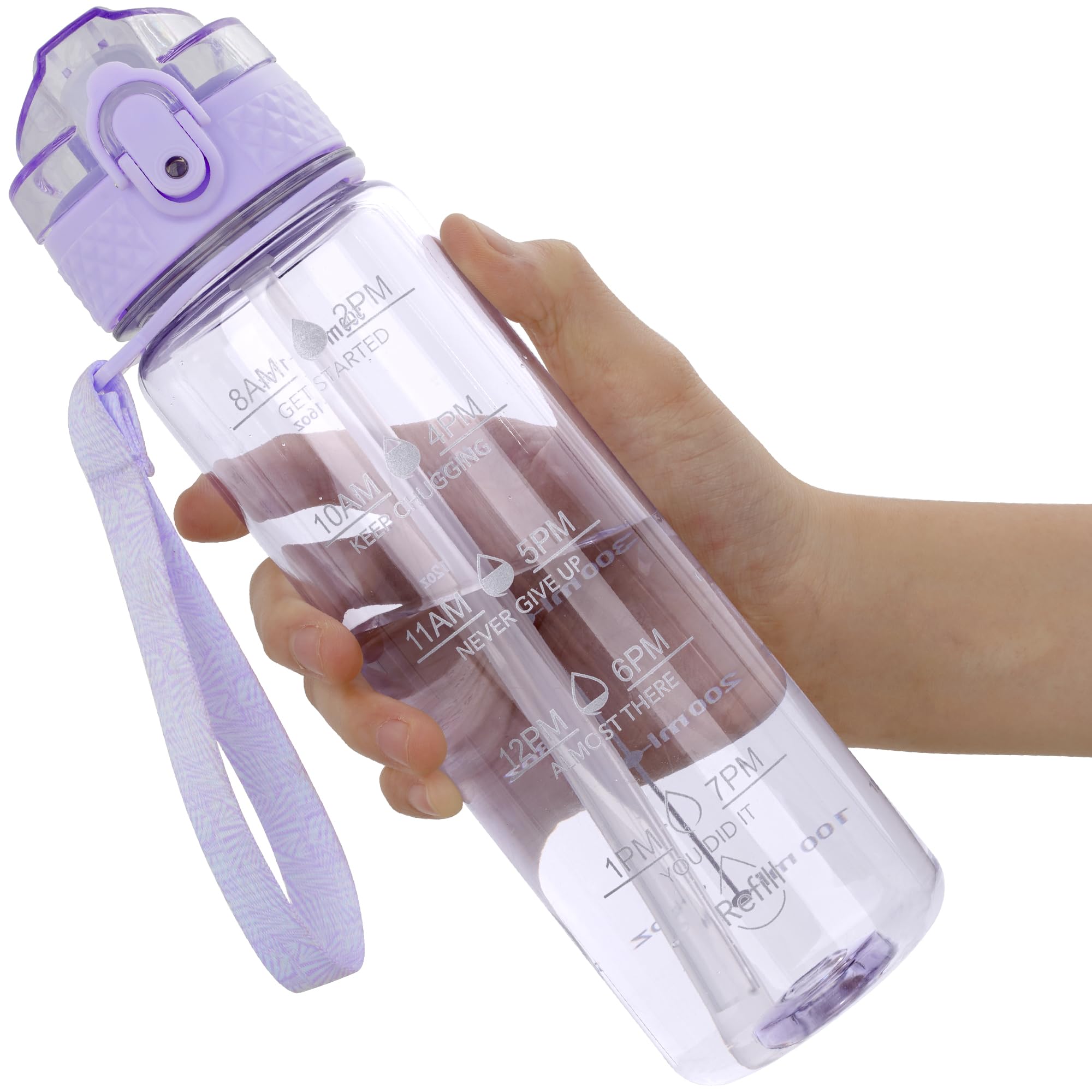 OLDLEY 12oz Kids Motivational Water Bottle, Silicone Straw, Leak-Proof Tritan BPA-Free, Reusable for School Girls & Boys, Clear